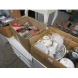 3 boxes of crockery, jelly moulds, etc.