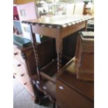 Mahogany centre table with scalloped top and cabriole supports with oak barley twist pie crust