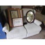 Cream upholstered 2 seater sofa