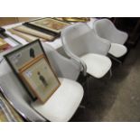 3 wire mesh swivel chairs *Collector's Item: Sold in accordance with our Soft Furnishing Policy*