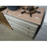 Small chest of 3 drawers in wood effect and cream