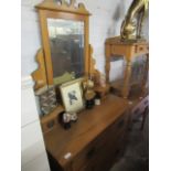 (2166) Satinwood dresser with 3 graduated drawers and mirror to back flanked by drawers and matching