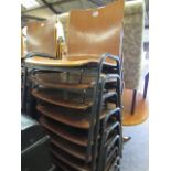 (2083) Stack of 10 bent wood and metal chairs