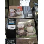 (2364) 2 boxes of festive fox and squirrel door stops