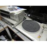 (32) Technics hifi components system with turn table, tuner, cassette deck and amp