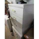 Pair of cream and yellow metal 3 drawer bedside units