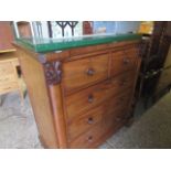 Mahogany Scottish style chest of 2 over 3 drawers with moulded column decoration