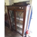 Edwardian inlaid mahogany veneer glazed display cabinet