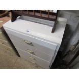 Small cream coloured chest of 4 drawers with mirror to back