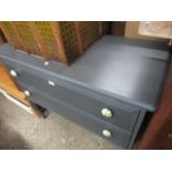 Grey painted pine chests of 2 drawers
