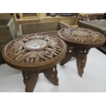 Pair of small folding Indonesian style tables