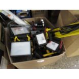 Large box of rechargeable and other work lights