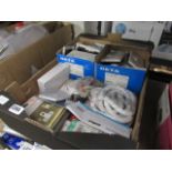 Box of electrical sockets and hardware