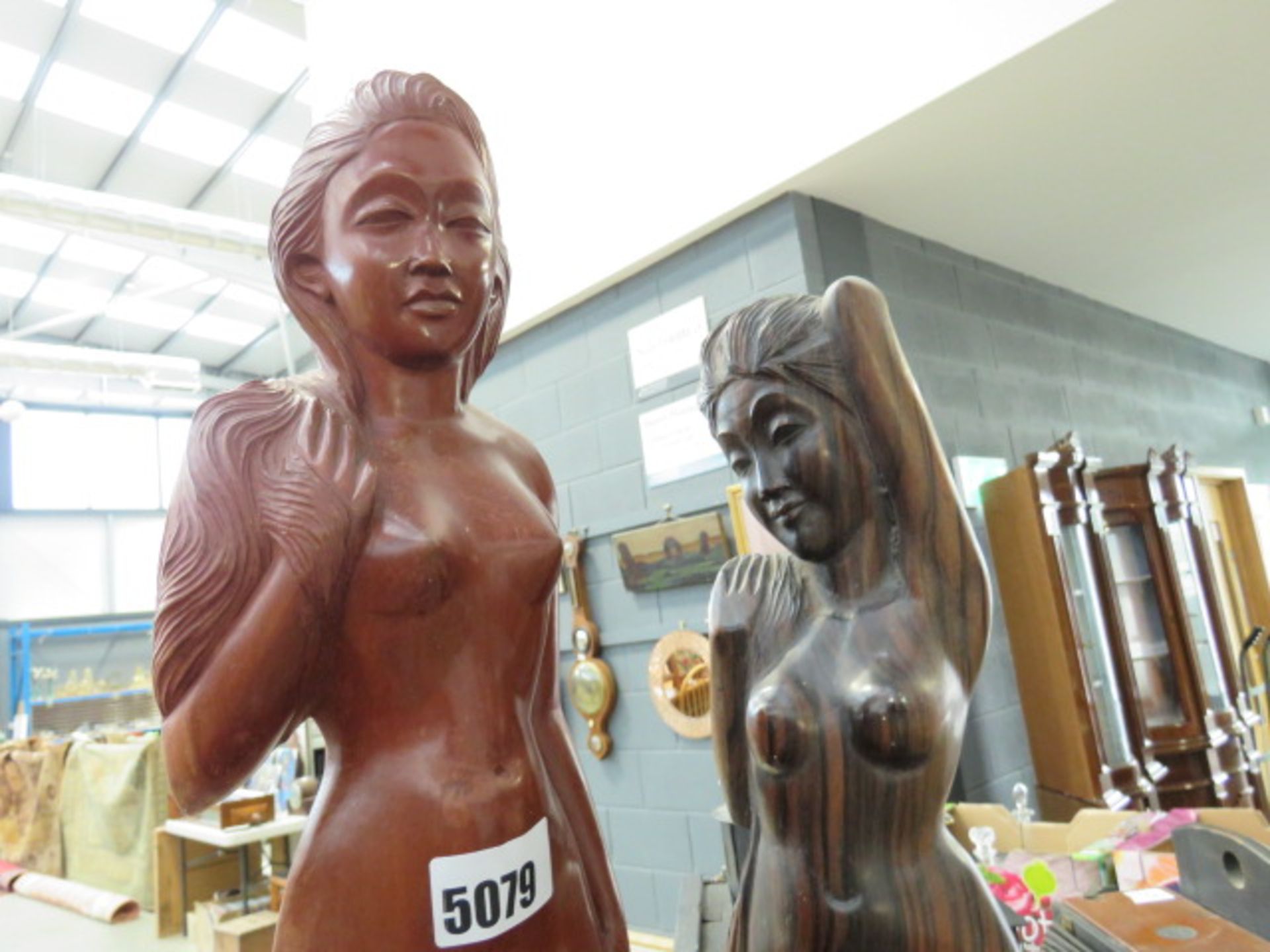 2 carved wooden nudes - Image 2 of 2