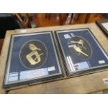 Pair of gold leaf bird prints, robin and long tailed tits by Terence James Bond