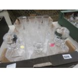 Box containing wne glasses, champagne flutes and decanters