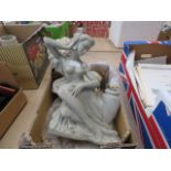 5539 - Box containing 2 plaster figures of ladies