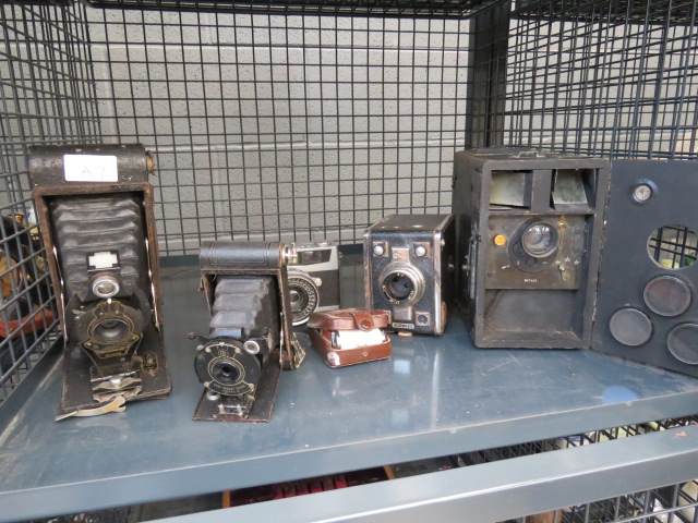 Cage containing a quantity of cameras