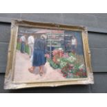 Sylvia Molloy oil on canvas of a market scene