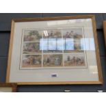 9 panelled picture of courting couples and children at play