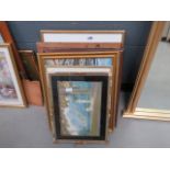 Qty of impressionist and other prints plus an oil on board, rural scene, plus advertising prints