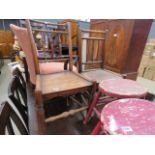 2 provincial elm seated dining chairs