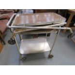 2 faux walnut and metal tea trolleys, (AF)