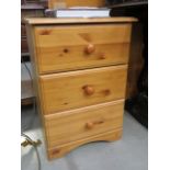 Pine 3 drawer bedside cabinet