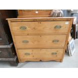 Waxed pine chest of 3 drawers