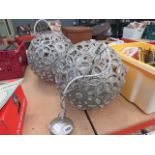 2 Floral patterend globe shaped ceiling lights