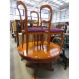 Circular reproduction dining table plus 3 balloon back chairs