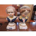 Pair of china figures, boy and girl