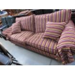 3 seater sofa in multicoloured striped fabric