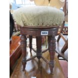 Carved adjustable Edwardian piano stool