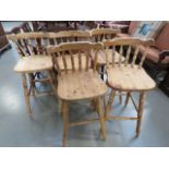 5 pine stick back bar stools