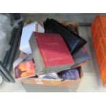 Box containing a quantity of CD's and an empty photo album