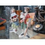 Pair of German figures 'Shepherd and Lamb' plus 'Girl with Violin'