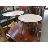 2 metal circular tripod side tables