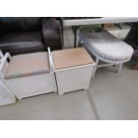 2 bathroom storage ottoman plus white painted wicker coffee table