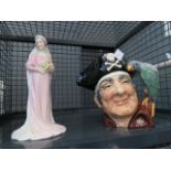 Character jug plus a Royal Doulton figure 'The Bride'