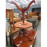 Pair of octagonal tripod cherry finished lamp tables