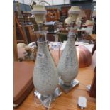 Pair of chrome and crackle glaze table lamps