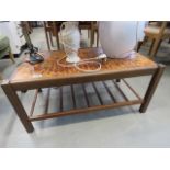 Tile topped teak coffee table