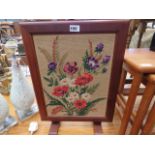 Fire screen with embroidered insert