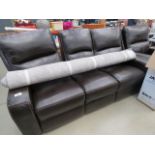 Brown leather effect reclining 3 seater sofa plus matching armchair