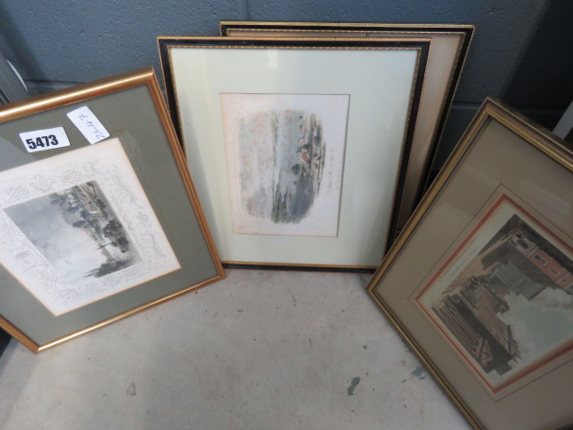 Quantity of coloured engravings to include a coastal scene, stately home and cityscapes - Image 2 of 2