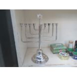 Jewish silver plated 9 branch candlestick