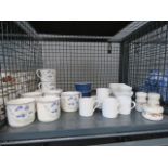 Cage containing Royal Doulton Minerva coffee cups plus Maxwell Williams crockery