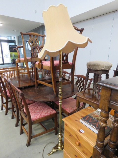 Brass tripod floor lamp with shade