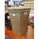 5099 Gold painted Lloyd Loom style laundry bin